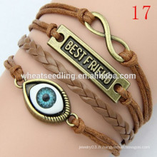 Bracelet cuir en cuir tressé New Arrival Owl LB20